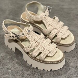 Dolce Vita Lasly Sandals Oatmeal Knit Platform Sandals